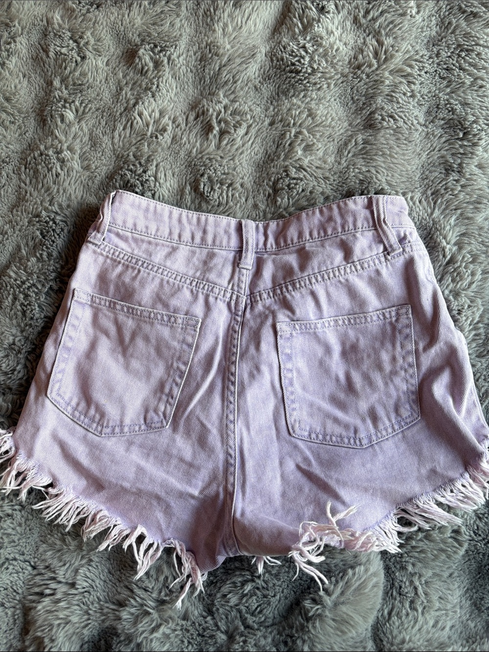 wild fable Lavender Frayed Denim Button-Fly Shorts - Picture 3 of 3